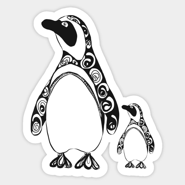 Mama/Papa and Baby Penguin Sticker by littlecurlew